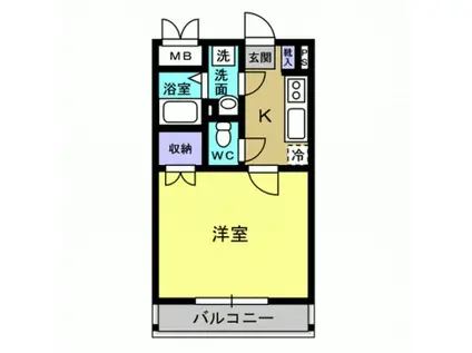 リバーサイド脇田(1K/1階)の間取り写真