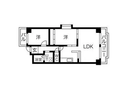 エバーヒルズ(2LDK/7階)の間取り写真