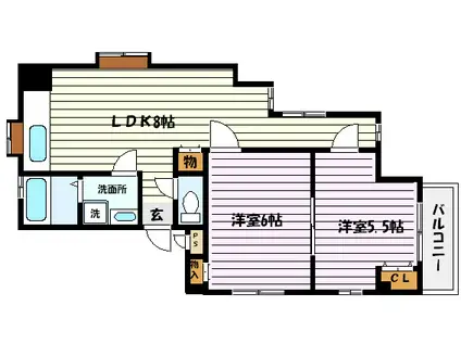 イースト御影(2LDK/3階)の間取り写真
