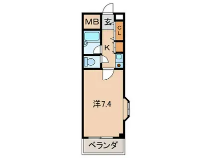 ハビタビリスII(1K/2階)の間取り写真