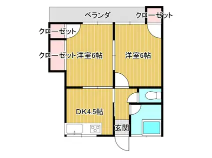 スカイピア大宮(2K/1階)の間取り写真