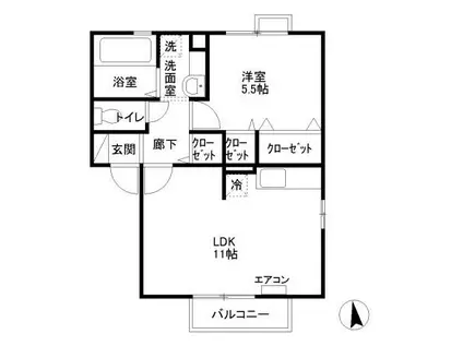プロムナード・UA棟(1LDK/1階)の間取り写真