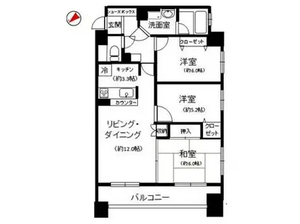 エスト・グランディール横濱関内(3LDK/2階)の間取り写真