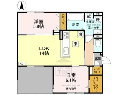 D-RESIDENCE下田部B(2LDK/1階)の間取り写真