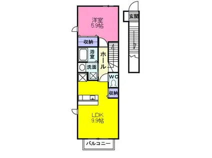 HILTON910C(1LDK/2階)の間取り写真