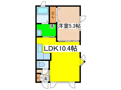BRIGHTON(1LDK/1階)の間取り写真