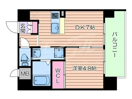 コスモリード大阪福島(1DK/12階)の間取り写真