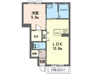 コンティニューA(1LDK/1階)の間取り写真
