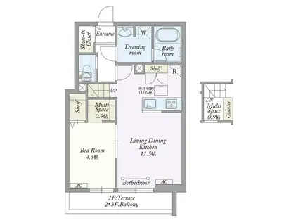 MY STYLE VINTAGE 大和南林間(1LDK/1階)の間取り写真