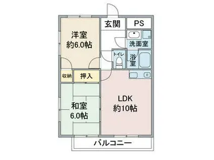 メゾン憧旛(2LDK/3階)の間取り写真