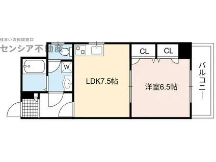 フィエルメンテ(1DK/8階)の間取り写真