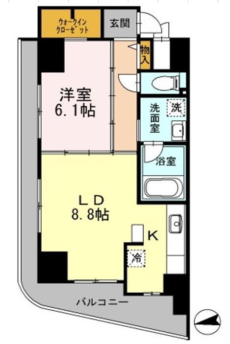 カスタリアタワー肥後橋(1LDK/11階)の間取り写真