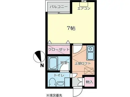 リヴェールIII(1K/2階)の間取り写真