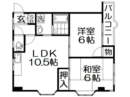 フォレスト境橋(2LDK/3階)の間取り写真