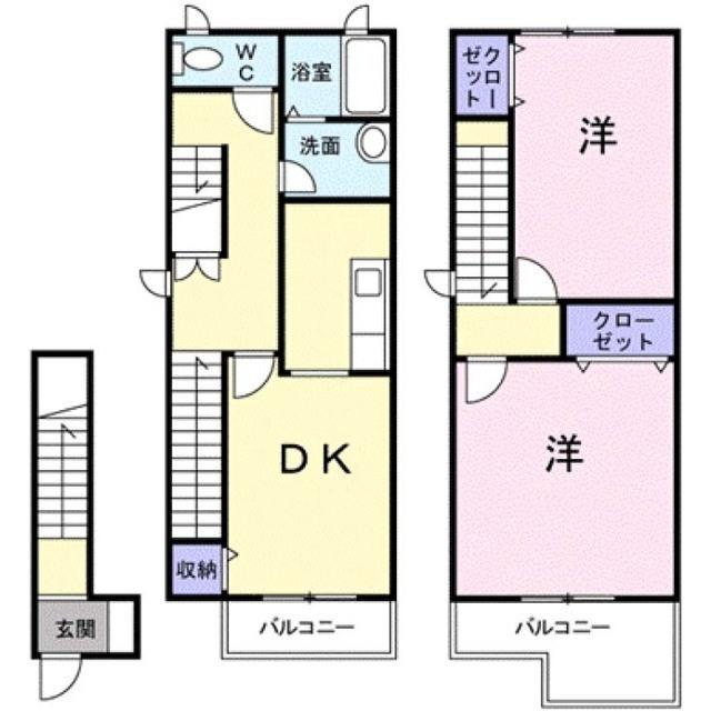 さくらヒルズII(2DK/2階)の間取り写真