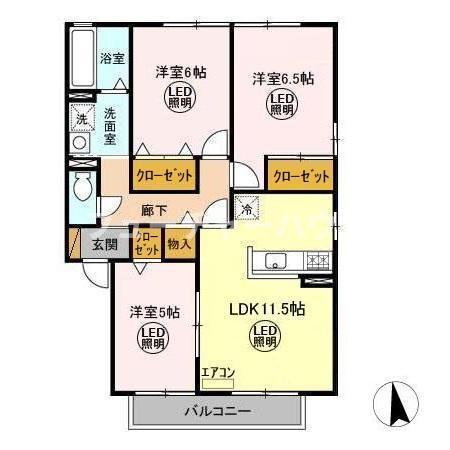 COTEAU VERT B(3LDK/2階)の間取り写真