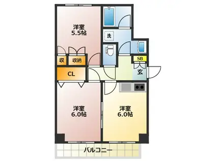 キャッスル蓮根(2DK/3階)の間取り写真