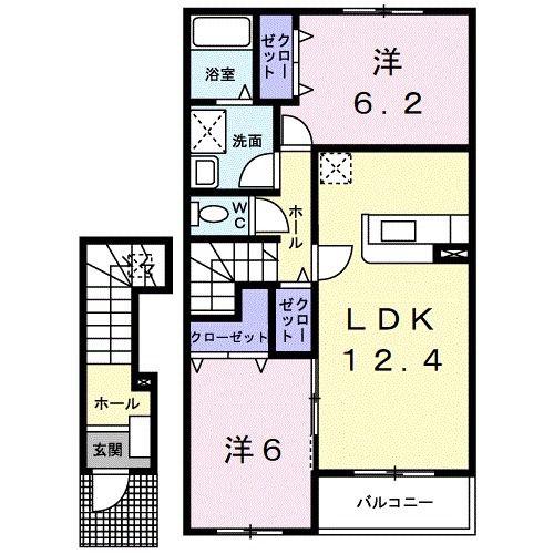 パミドーリI(2LDK/2階)の間取り写真