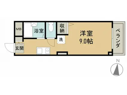 グランディ楽々園(ワンルーム/3階)の間取り写真