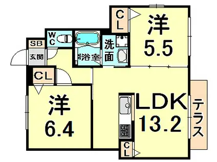 SHAMAISON MUM(2LDK/1階)の間取り写真
