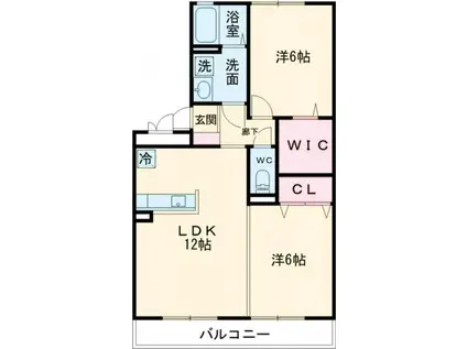 ケイズスクエアD棟(2LDK/2階)の間取り写真