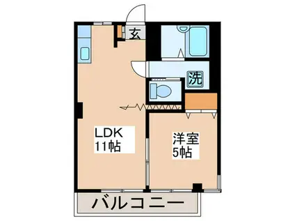 鷺沼ビラスズキ(1LDK/2階)の間取り写真