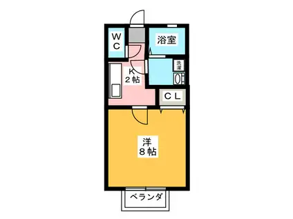 ハイネス小豆餅(1K/2階)の間取り写真