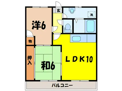 シャトレ山の手(2LDK/2階)の間取り写真