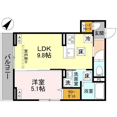 ノーブルラフィネ蕨(1LDK/1階)の間取り写真