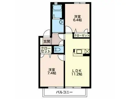 エスタシオン(2LDK/2階)の間取り写真