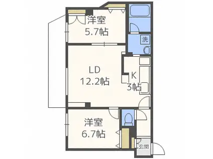 ARROWS南円山(2LDK/2階)の間取り写真