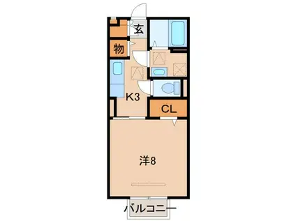 シクルアヴェニュー(1K/1階)の間取り写真