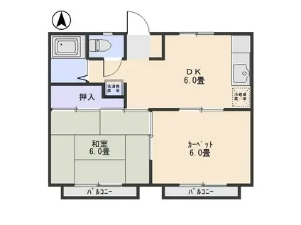 コーポレート前箱田(2DK/2階)の間取り写真