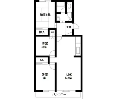 グラシア新前橋(3LDK/3階)の間取り写真