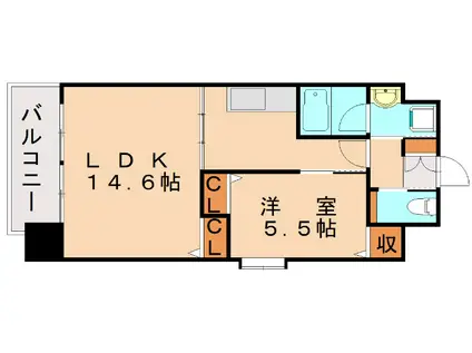グランドツイン黒崎(1LDK/12階)の間取り写真