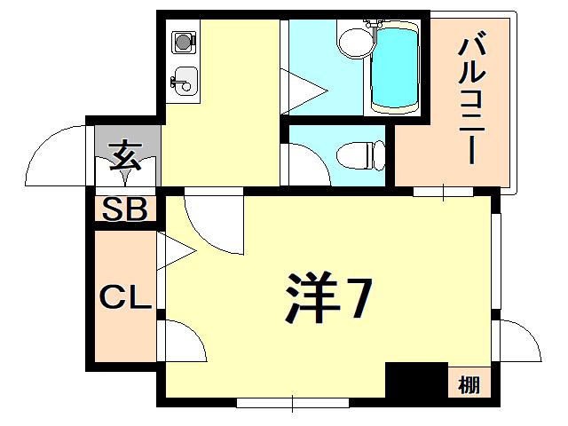 あけぼのコート(1K/4階)の間取り写真