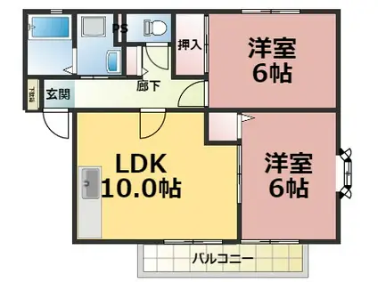 モンテ・ベルテC(2LDK/2階)の間取り写真