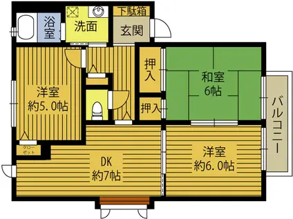 フェニックスヒル(3DK/1階)の間取り写真