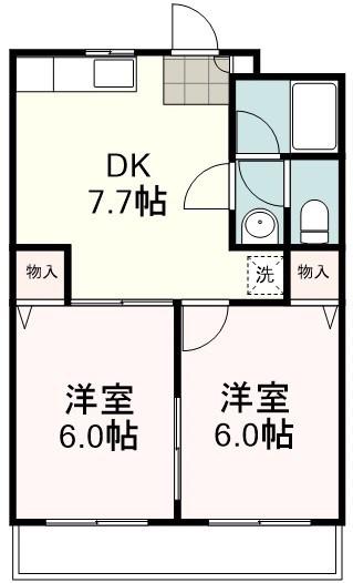 パレオ8番館(2DK/2階)の間取り写真