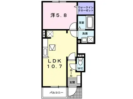 ドリームスクエアC(1LDK/1階)の間取り写真