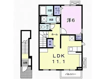 エクロジオンI(1LDK/2階)の間取り写真