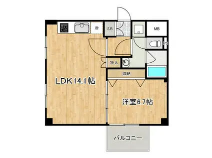 難波センチュリーマンション(1LDK/7階)の間取り写真