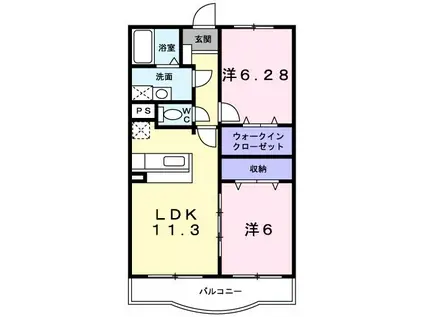ピニーズコート(2LDK/2階)の間取り写真
