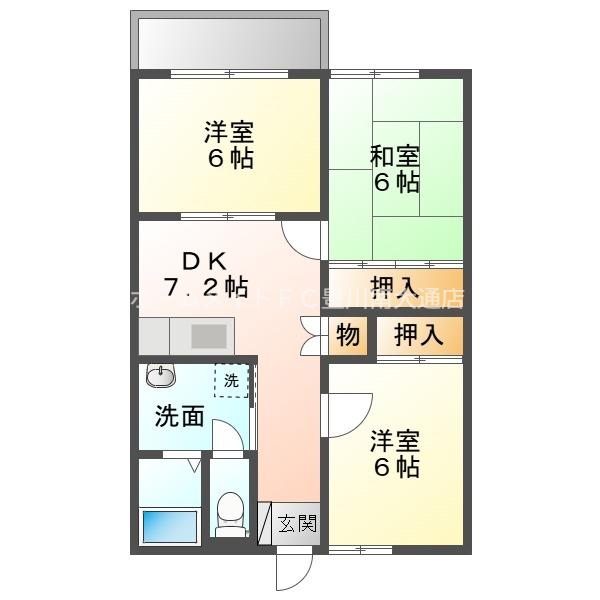 ミューズイン北山(3DK/2階)の間取り写真