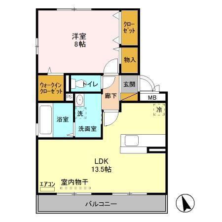 リビングタウン稲毛の杜C(1LDK/3階)の間取り写真