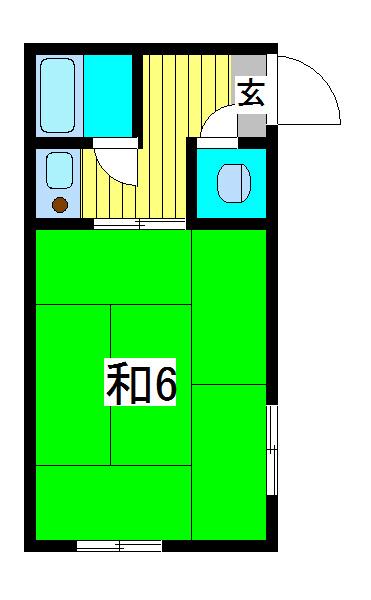 高木荘(1K/2階)の間取り写真
