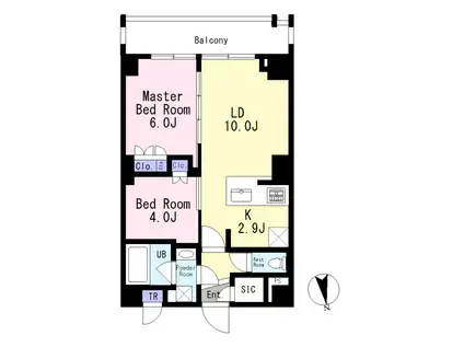 パルテメゾン中落合(2LDK/6階)の間取り写真