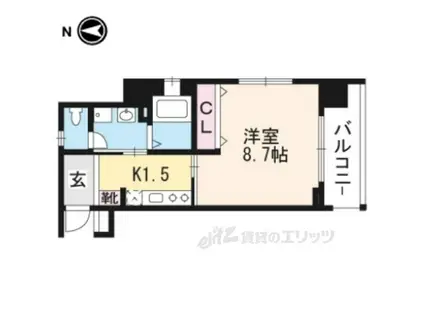 ベラジオ西陣聚楽404(1K/4階)の間取り写真