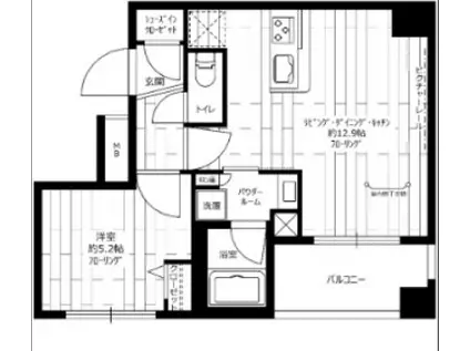 BLANC MUR(ワンルーム/1階)の間取り写真