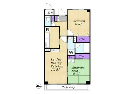 サンボナール鷺沼(2LDK/2階)の間取り写真